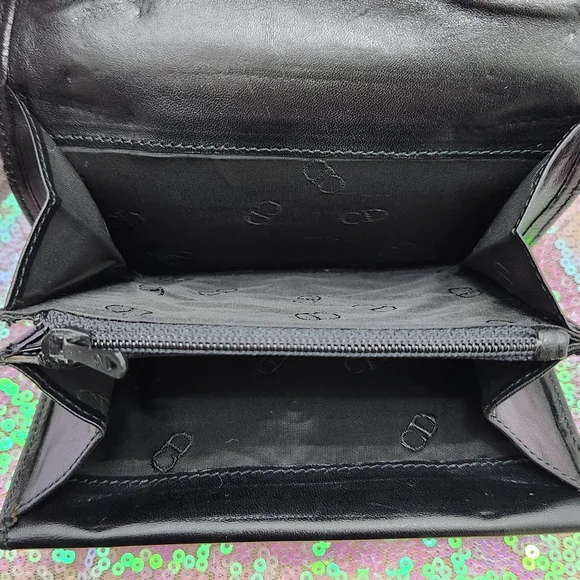 Christian Dior Black Leather Compact Wallet - Picture 7 of 13